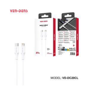 Ven-Dens USB C to Lightning Braided Cable 27W 1m White