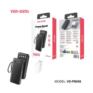 Ven-Dens 10000mAh 3 in 1 Power Bank with Built in Cables